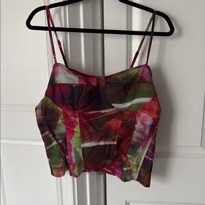 PrettyLittleThing Red and Green Camisole Top